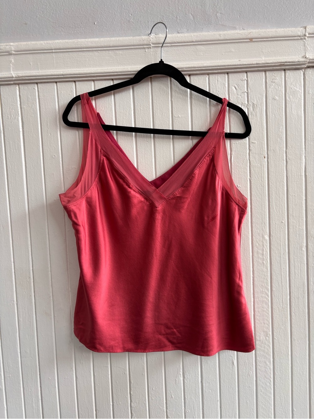 Lafayette 148 New York Satin-Trim V-Neck Camisole in Rose Pink